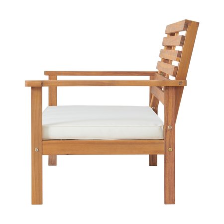 Alaterre Furniture Orwell Outdoor Acacia WoodBench with Cushion and 15" H Cocktail Table, Set of 2 ANOW01ANO